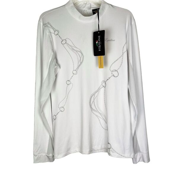New Equiline Nadia Equine Dressage White Long Sleeve Horse Show Shirt size XXL - Picture 1 of 4
